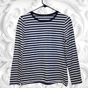 Madewell White & Blue Striped Long Sleeve Top Size Small